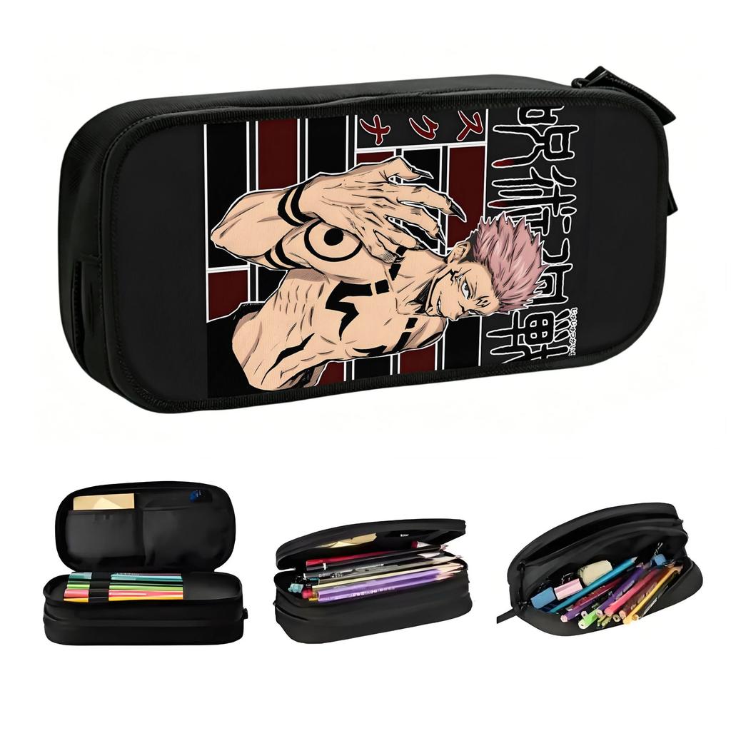 Cute Anime Japane Manga Jujutsu kaisen Sukuna Pencil Case for Girls Boys Large Storage Pencil Pouch Stationery