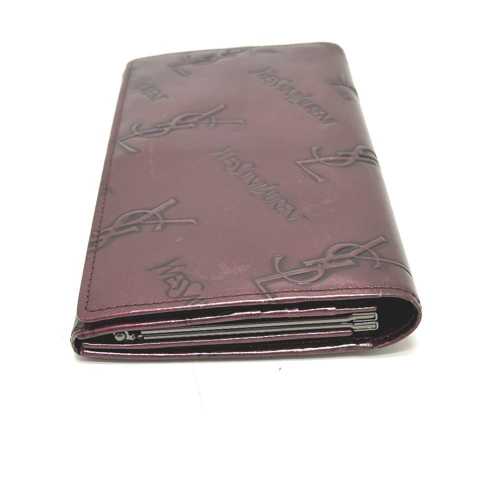 Yves Saint Laurent Carteira Longa Bifold com Fecho de Beijo com Padrão YSL por todo