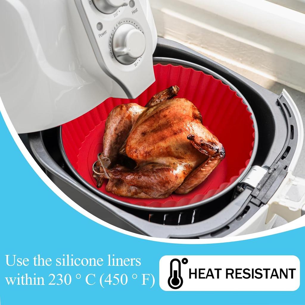 Air Fryer Silicone Liners Pot,8 inch Air Fryer Basket Liners, Silicone Baking Tray Pots for 3 to 5 Qt for Air fryer Oven Reble Baking Tray Oven