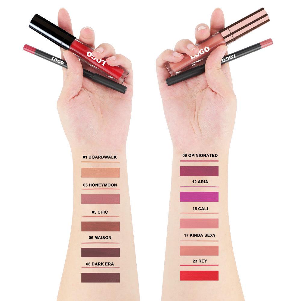 Waterproof Matte Lip Liner & Gloss Set: Long-Lasting, Non-Fading, Non-Stick