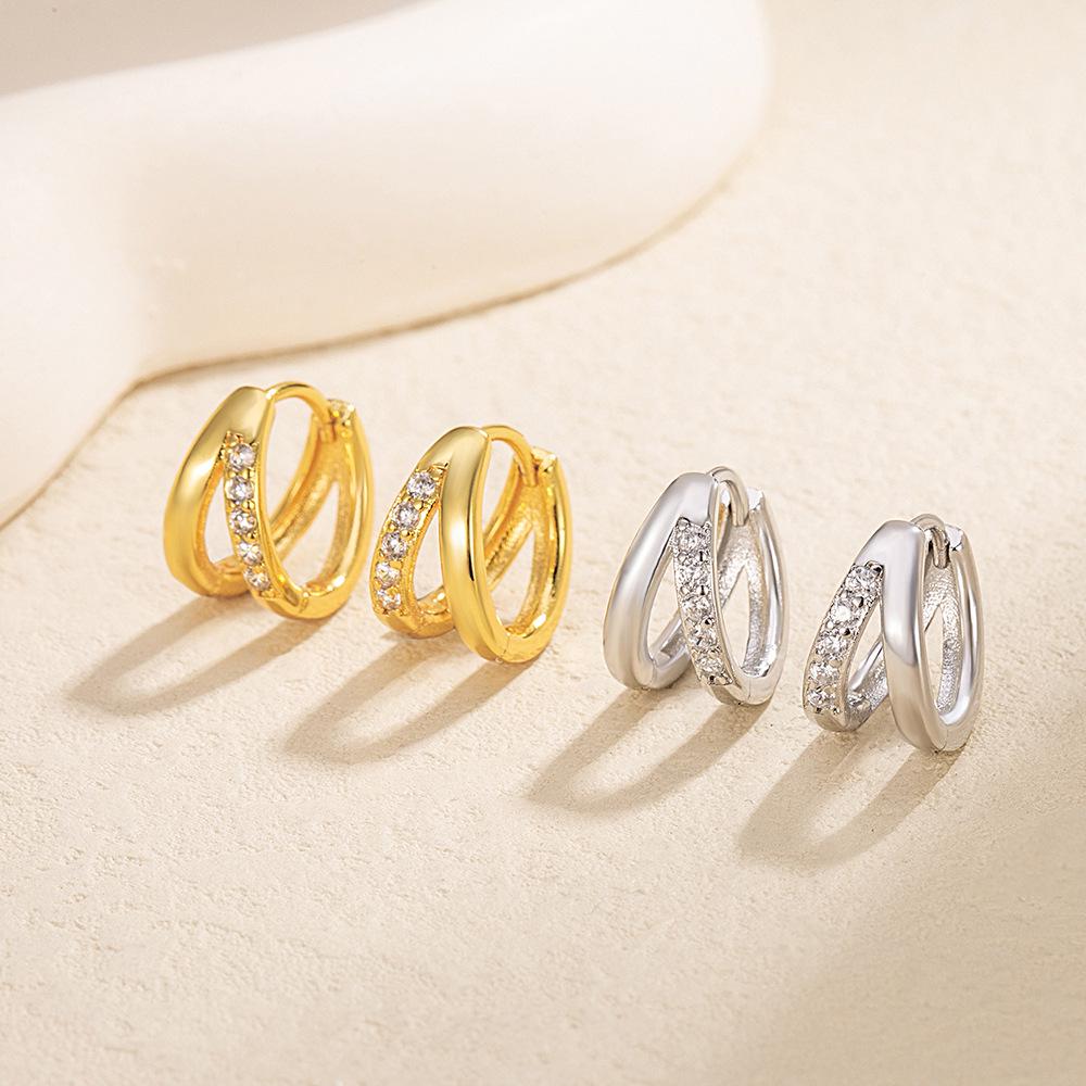 Elegant Geometric Zirconia Earrings: Versatile European & American Fashion