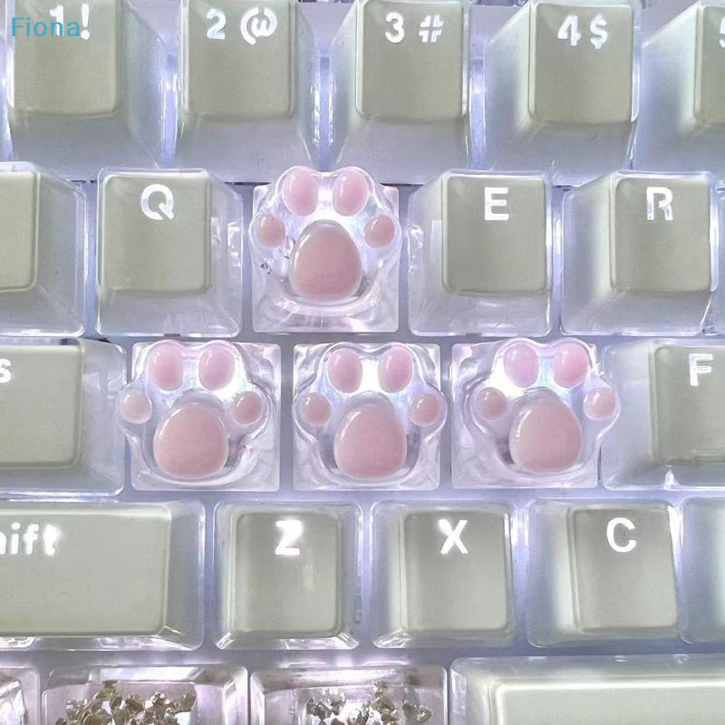 Cute Cat Paw Keycaps - Transparent Resin Custom Keycaps for Mechanical Keyboard (Glowing & Aesthetic Design)