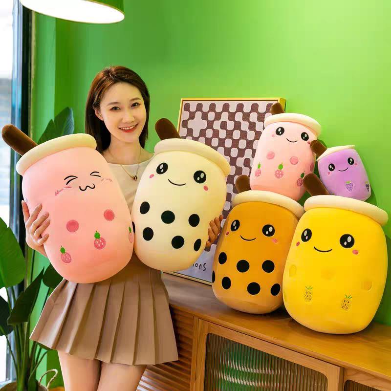 24/35CM Boba Plüschtier Kawaii Bubble Tea Plüschtier Weicher Plüsch Gefüllt Niedliches Essen Erdbeer-Milchtee Weiches Kuschelkissen Geburtstagsgeschenk