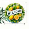 Metal Tin Sign Lemon Autumn Leaves Welcome Home Wall Decor