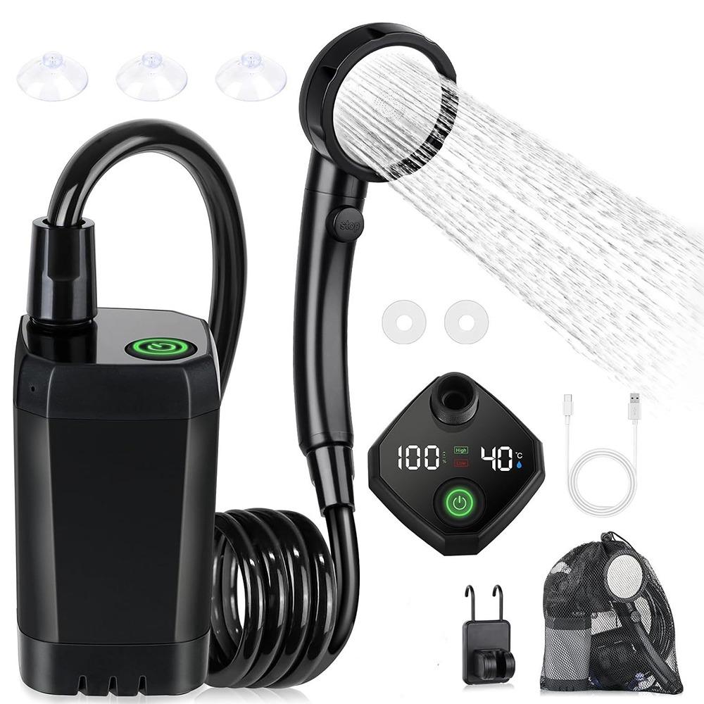 Rechargeable Shower Pump LED Display Camping Shower New Portable Shower  Outdoor