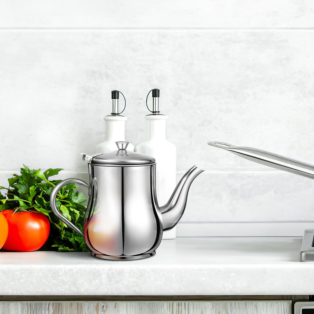 Stainless Steel Oil Pot Bottle Can Strainer Filter Honey Kitchen Storage Grease Practical Container