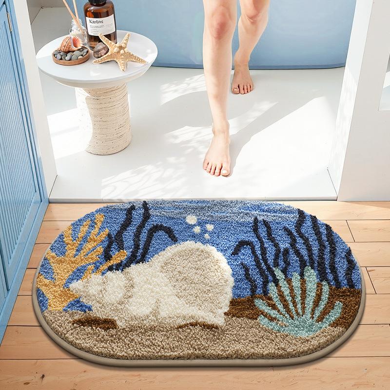 Leaves Non-Slip Bath Floor Mat Bathroom Fluffy Cashmere Absorbent Soft Rug Pad Children Room Carpet Carpet Home Decor Floor Mats