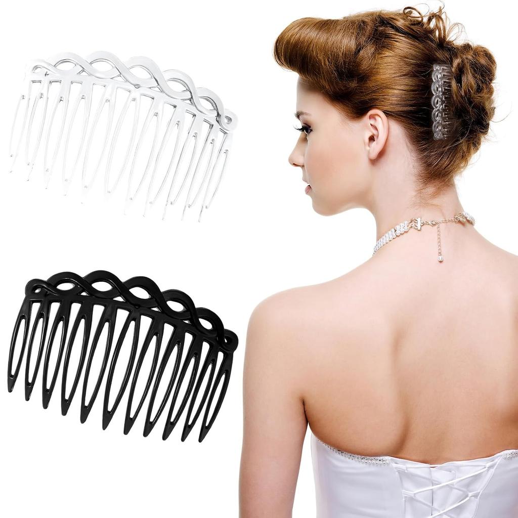 6 Pcs French Hair Combs for Women – Black & White Resin Hair Combs, Decorative Side Combs for Twists, Updos, and Styling Accessories