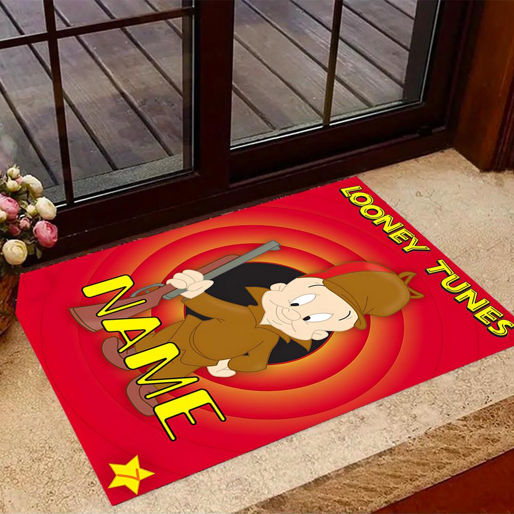 Looney Bulldog Fiery Attitude Personalized Text Carpet Perfect for Entryway Foyer Bedrooms Outdoor Anti-slip Rug Anime Office Decor Spiritual Gift