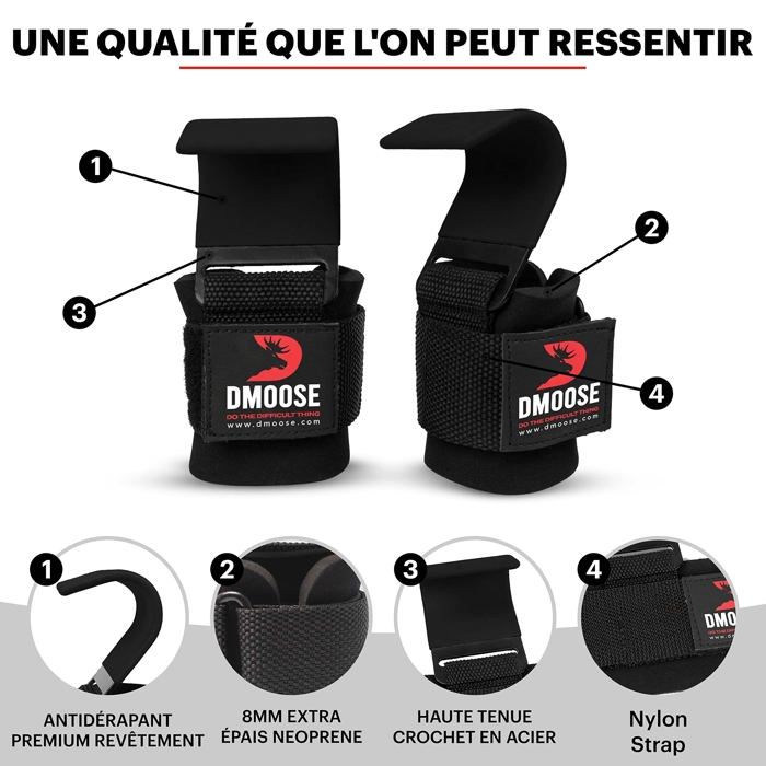 Barre - Dmoose Fitness - LH-1 - Crochets de levage - Design moderne - 272 kg max