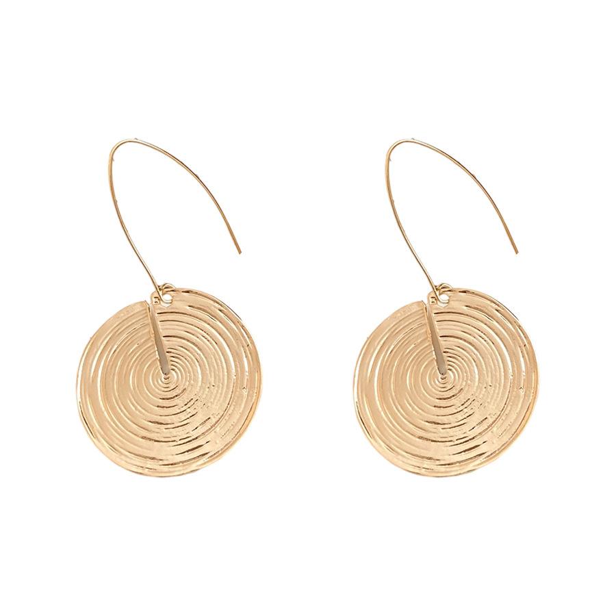European and American round simple texture pendant ear hook Hong Kong style retro niche design earrings light luxury high-end earrings women