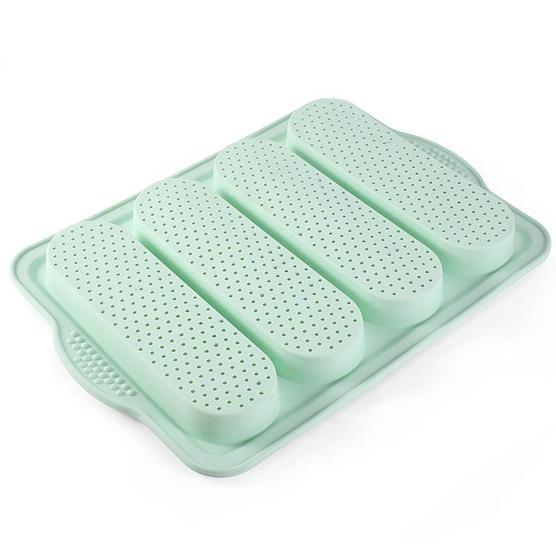 Non-Stick 4-Cavity Silicone Baguette Mold for French Bread Baking