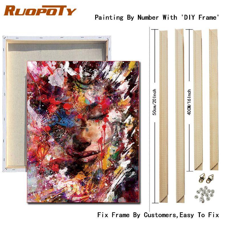 RUOPOTY Color Lady Painting By Numbers Kits For Adults Abstract Figure Picture Acrylic Paint Color Draw Hand Painted On Canvas