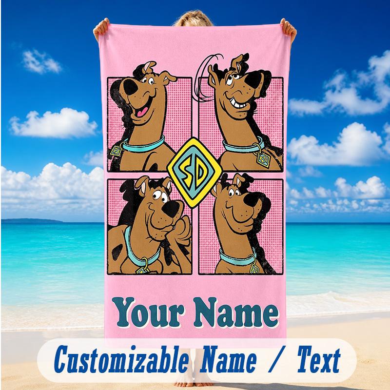 Beach Towel Custom Name Text, Quick Dry Large Towel For Beach HomeScooby-Doo
