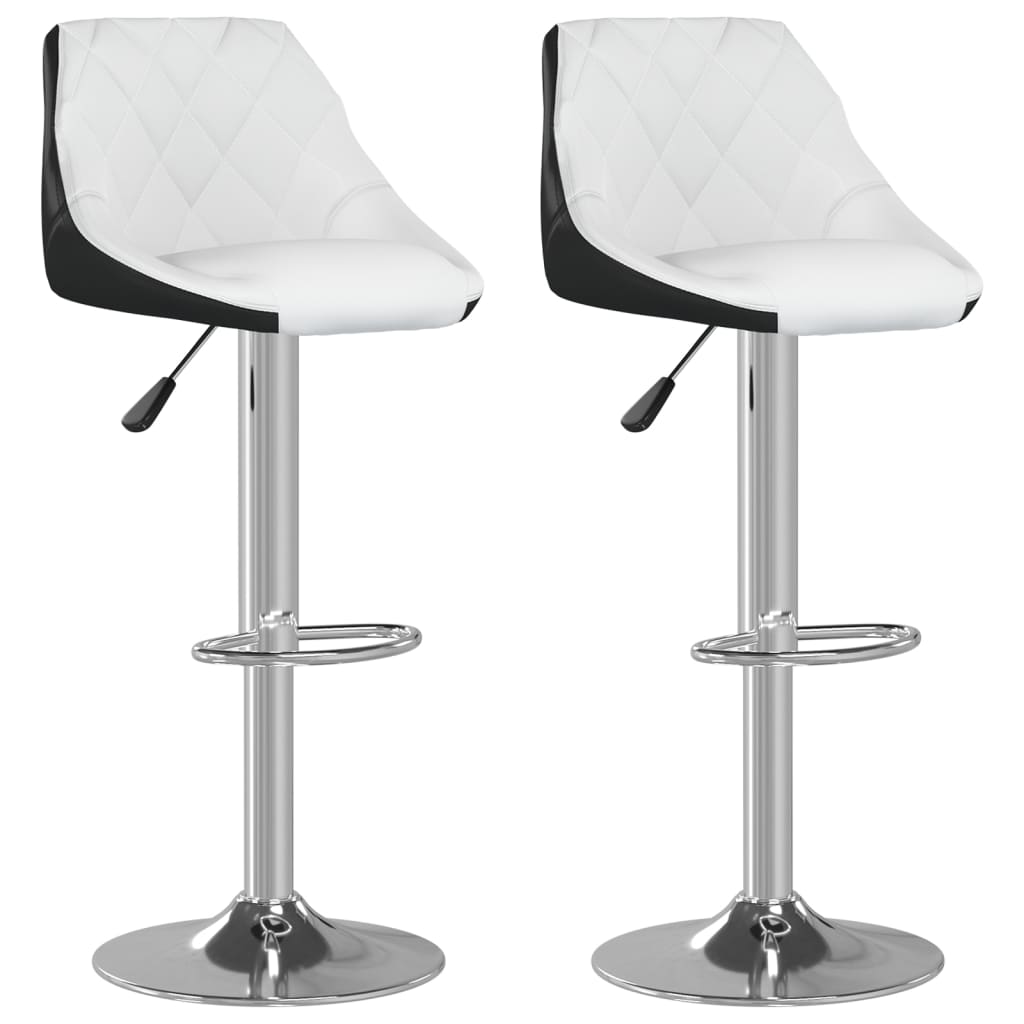 Bar Stool Set 2 Pcs White and Black Faux Leather