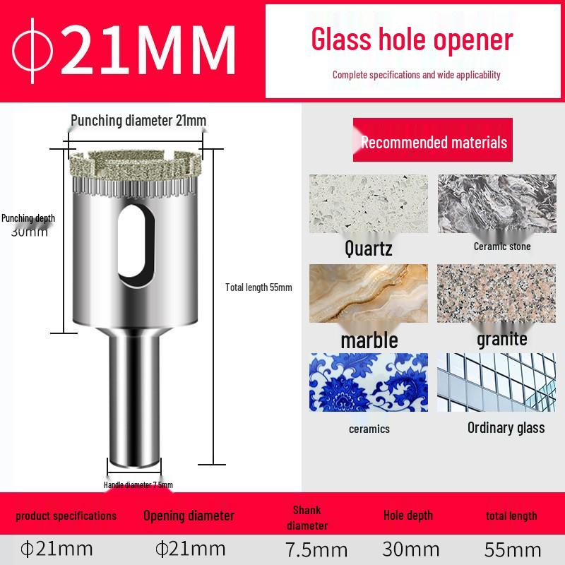 Schmirgelglas-Bohrer für Fliesen und Marmor, 3-200 mm