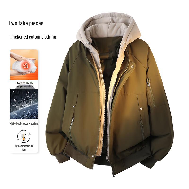 VUUG Men's Faux Two-Piece Hooded Padded Jacket