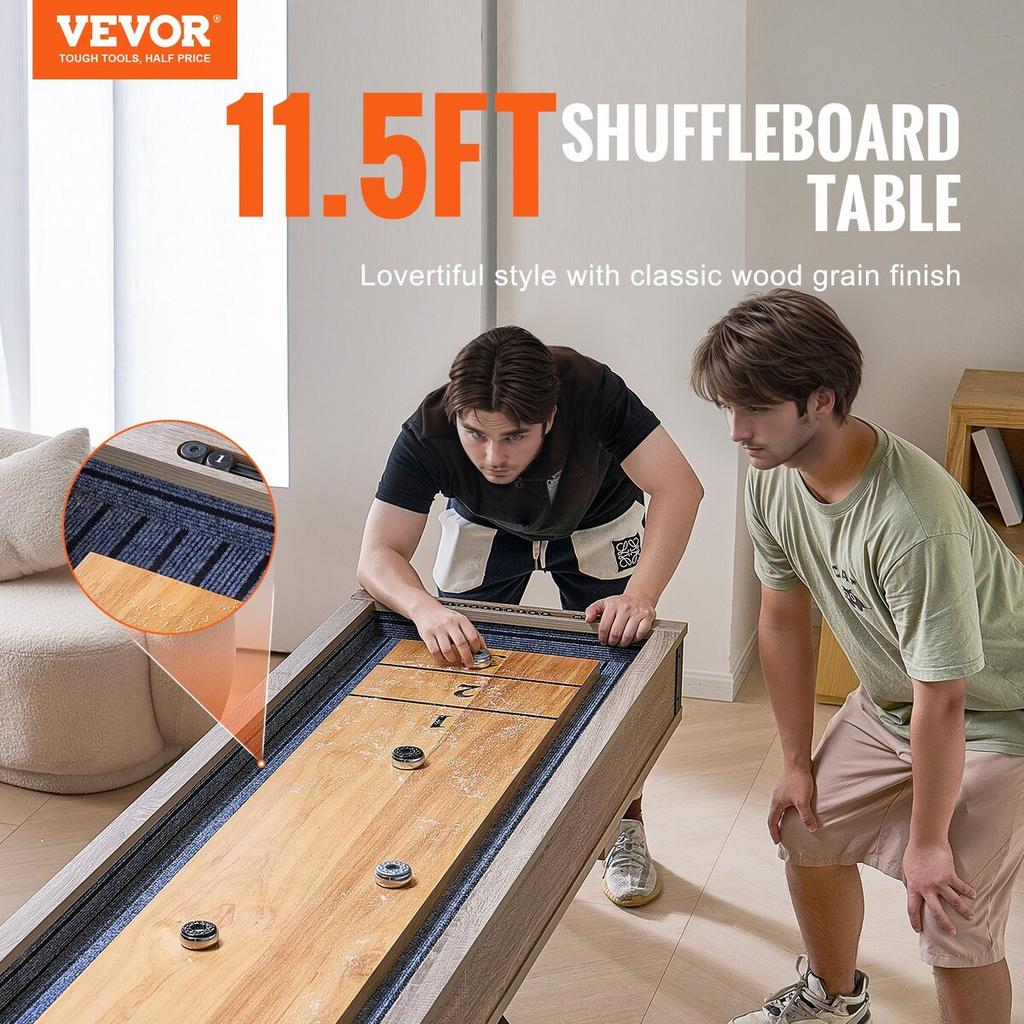 Tavolo da Shuffleboard da 11,5 piedi Set Gioco Combo 2 in 1 Shuffleboard e Bowling