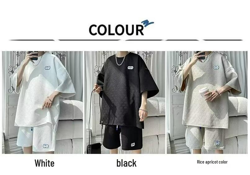 2026 Men's Summer Casual Sports Set: Trendy Short Sleeve T-shirt & Loose Five-point Shorts - Hong Kong Style Two-piece