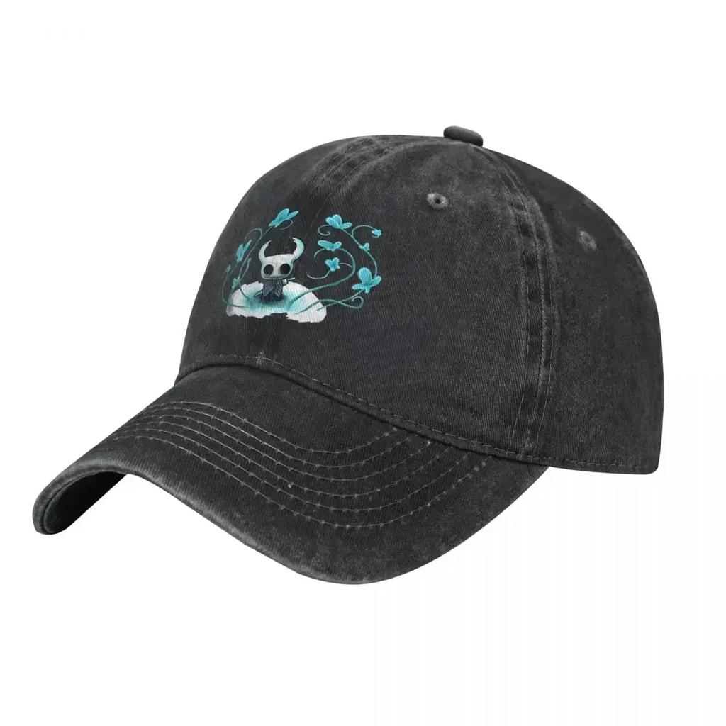 Vintage Hollow Knight Baseballkappe Unisex Stil Used-Look Baumwolle Snapback Hut Geisterspiel Outdoor Golf Verstellbare Passform Hüte Kappe