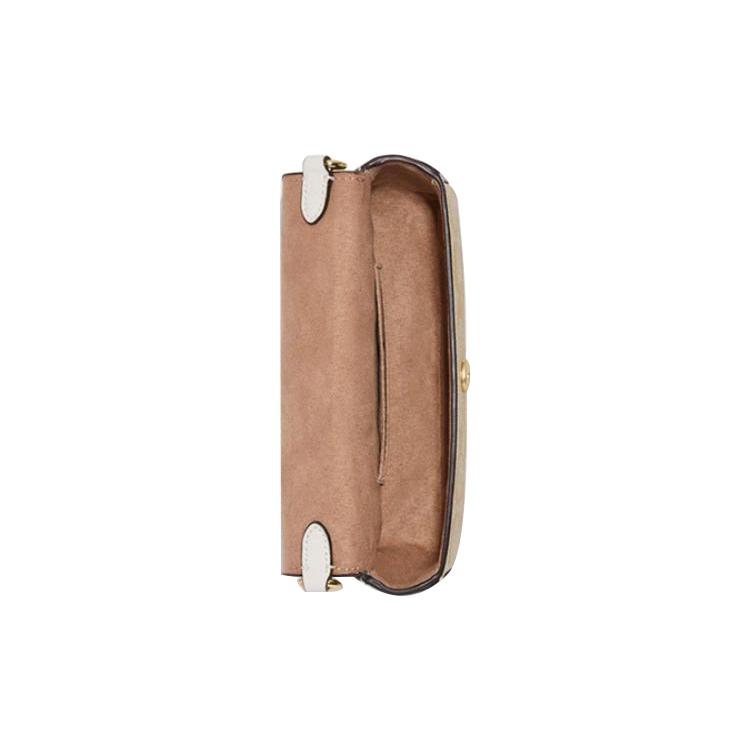 Ny COACH Kuskinn Håndveske Skulderveske Crossbody-veske Liten Størrelse Dame Khaki & Kritt Hvit CC340-IMOTV