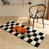 Runner Rug Black White Plaid Pattern Vintage Style Water Absorbent Stain Resistant Runner Carpet