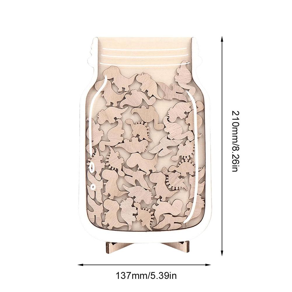 1Pcs Kids Reward Jar With Star Dinosaur Classroom Reward Jar with Standing Base Token Chore Chart Wooden Megnetic Reward Jar