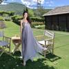 Suspender Dress Female High-end Socialite Heavy Industry Pleated Collar Dress Sexy Backless Waist Word Long Dress
