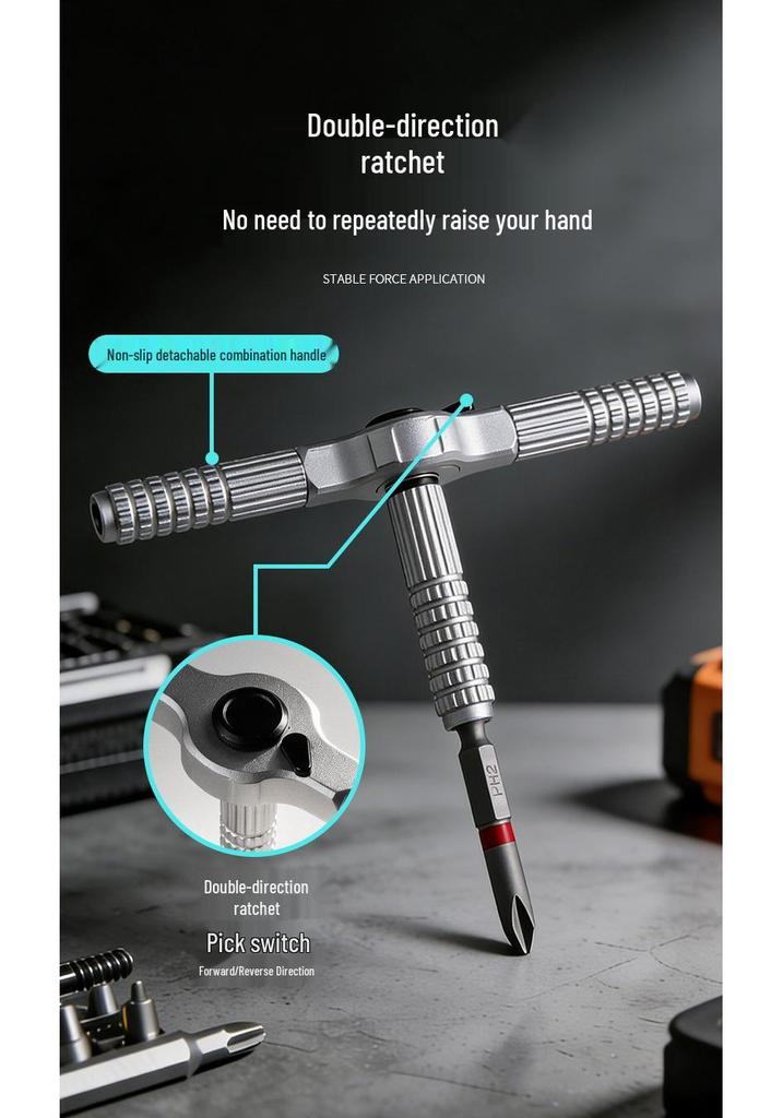 Ratchet Screwdriver Set with Chrome Vanadium Steel Bits for Mobile Phone Repair and Household Use