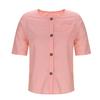 Summer Loose T-shirt Women's V-neck Cotton and Linen Button Top