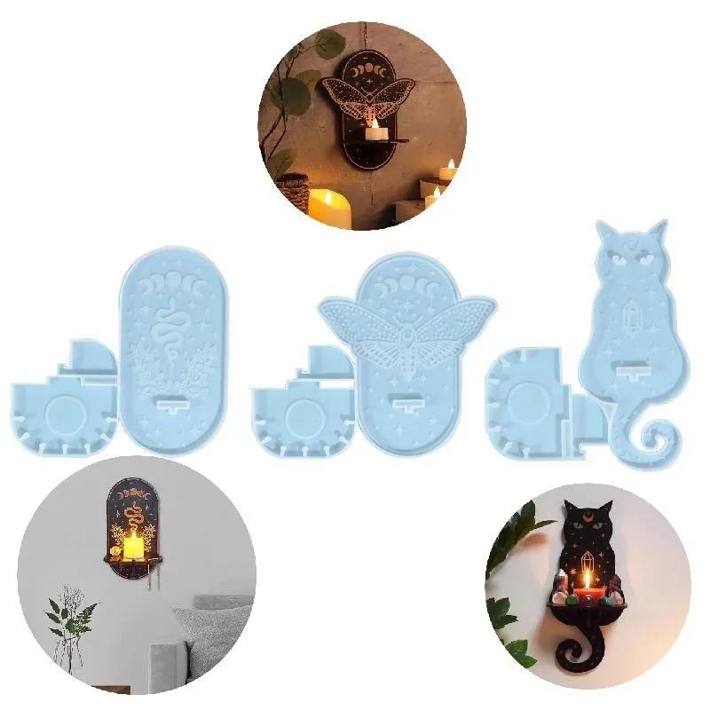 DIY Cat Shaped Candle Mold Halloween Wall Mounted Epoxy Resin Silicone Candle Mold Holiday Party Decoration Production Kit