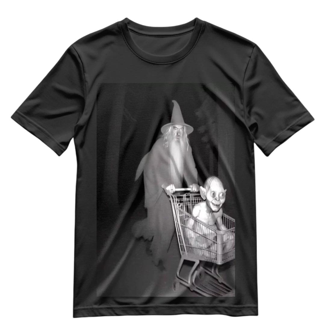 The Lord of The Rings T Shirt Gandalf and Gollum Shopping Cart Shirt Funny S-3XL S