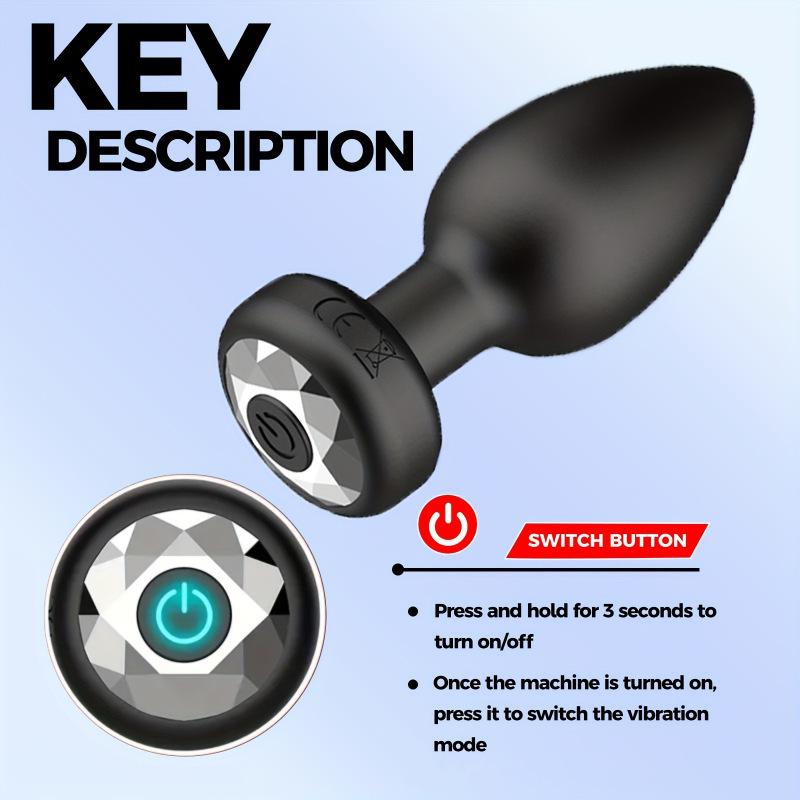 Wireless Remote Control Vibrating Silicone Butt Plug with Diamonds for Women