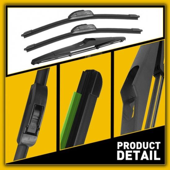 15" 15" 14" For JEEP Wrangler JK 2000- Windshield Blades Wiper Set Of 3