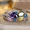 Sweet Silver Color Rings With Multicolored Cubic Zirconia For Women Wedding Party Engagement Fancy Accessories Jewelry