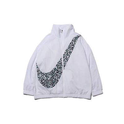 Hayvan Swoosh Baskılı Fermuarlı Dokuma Ceket Kadın Ceketler Beyaz CT1699-100