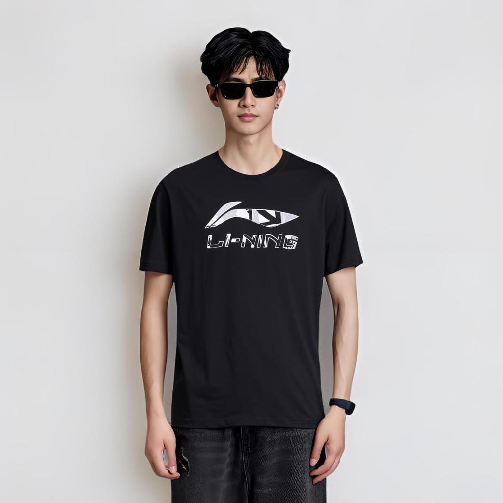 Li Ning Logo Loose Fit Quick Dry Short Sleeve T-Shirt Men Tops Black AHSU975-1