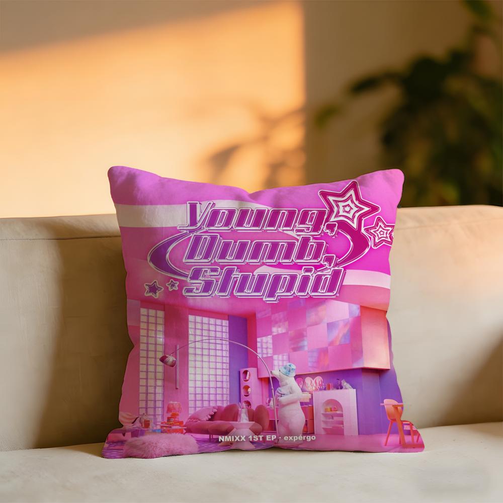 Korea Nmixx Girls Group Album Cushion Cover Cozy Velvet Throw PillowSoft Warm Cushion For Sofa  Bed