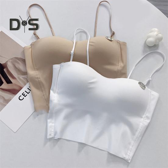 Ledově hedvábná tílka s ramínky a hrudní vycpávkou, nastavitelná ramínka, krásná záda, top kamizolka, elastická tkanina, spodní topy