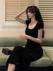 Hepburn Style Slim Fit Backless French Maxi Dress - Elegant, Sexy, Cinched Waist, and Hip-Hugging for Women’s Summer Fashion
