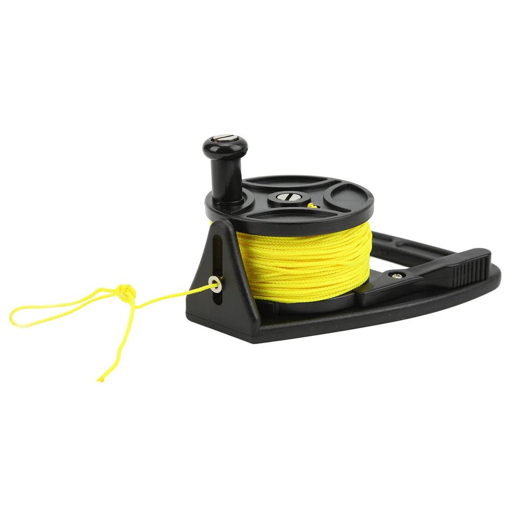 Scuba Diving Reel Portable Diving Handle Reel with Thumb Stopper for Snorkeling (Black Wheel)
