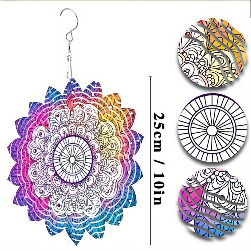 Floral Mandala Wind Chime Metal Dynamic Sculpture for Halloween Indoor Outdoor Courtyard Garden Decorations