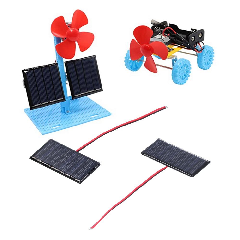 2 Pcs with Wires Solar Panel Module 0.3W 5V 60MA Solar Panels Cells  Low Power Electrical Appliances