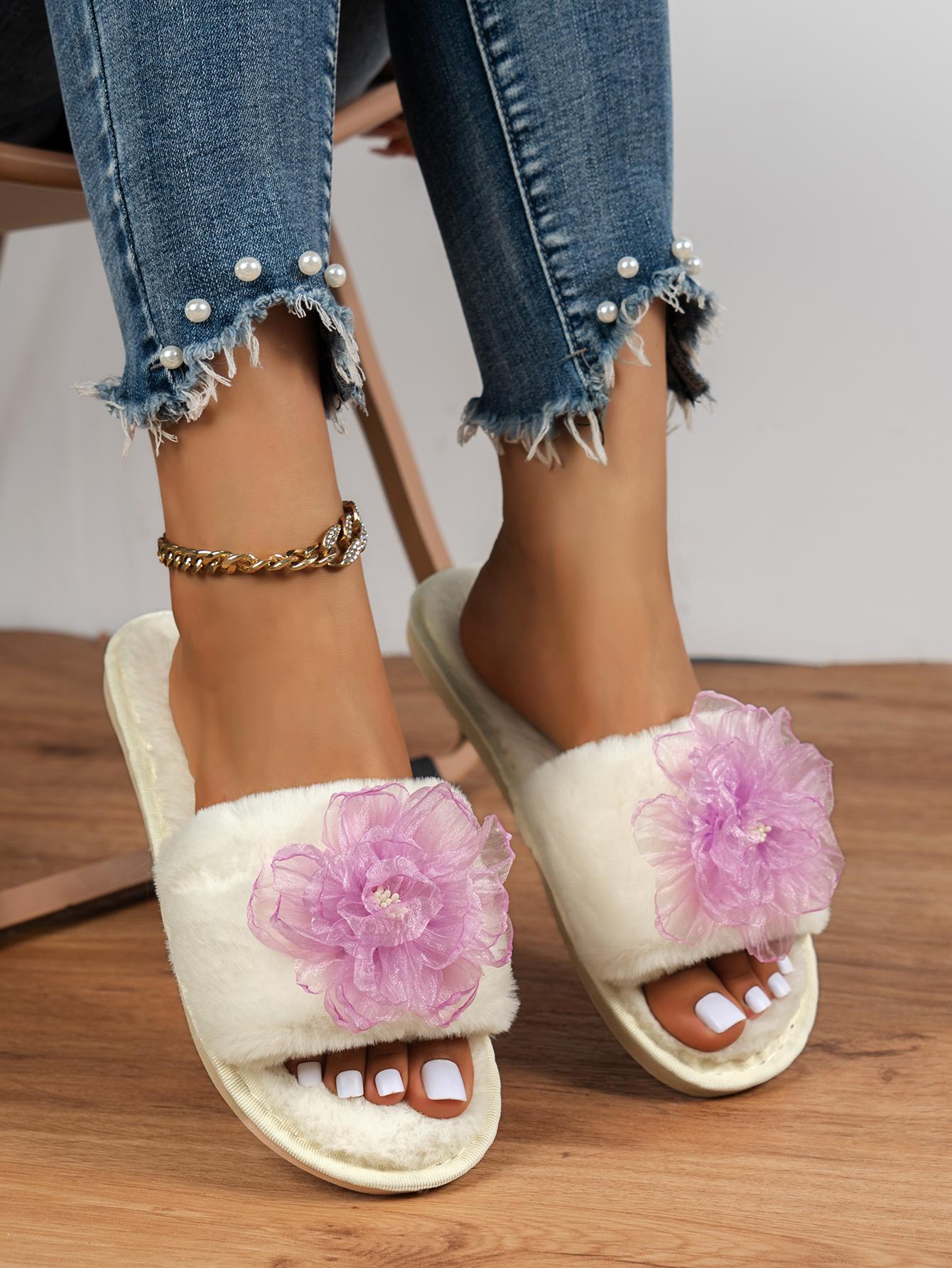 

Модные женские тапочки с круглым носком на плоской подошве для женщин, слипоны с открытым носком, удобные домашние тапочки с нескользящим принтом и мелкой подошвой 42-43 фиолетовый