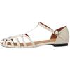 2025 summer bohemian retro one-word buckle with bag head woven sandals women's flat low-heeled hollowed-out Roman shoes