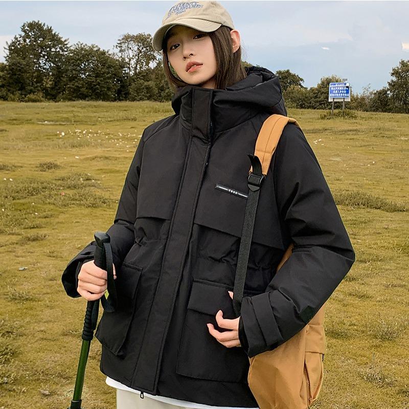 New hooded cotton clothes women's winter thickened warm outdoor tooling loose big pocket jacket