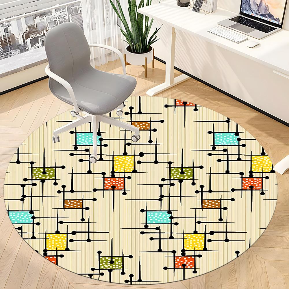 1 Stück Runder Teppich mit abstraktem Muster für das Büro, rutschfest, weich und langlebig, für die Innendekoration, perfekt für das Büro, schöne Dekoration yy26031