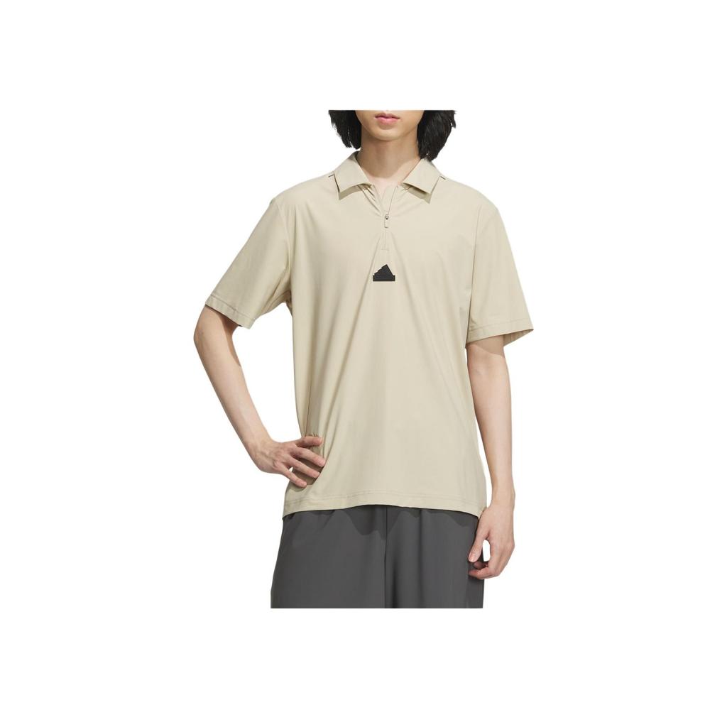 Adidas Sportovní polokošile Jednobarevná s logem Chladivý pocit Ležérní s krátkým rukávem Pánské topy Prérijní hnědá IW9821