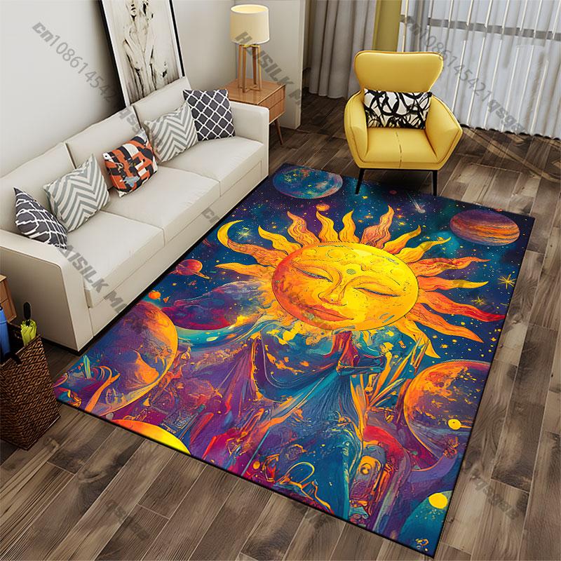 Cosmic sun planets vibrant universe carpet Yoga living room room decor children's crawling mat doormat area rug games mat
