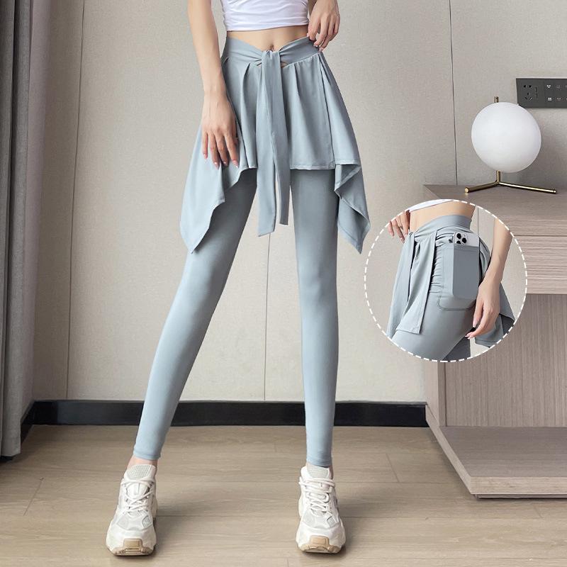 Women's Plus Size Quick-Dry Yoga Skirt-Pants, Anti-Exposure, Autumn Fitness Long Pants